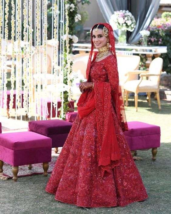 Iqra Aziz Pakistani Bridal Royal Red ...